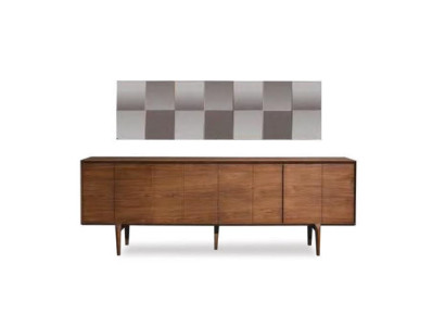 Modern luxury wood sideboard living room shelf console mirror 2 pieces