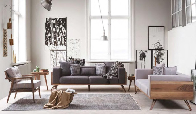Gray Luxury Sofa Upholstery Couch Living room Furnishings Stylish Furniture