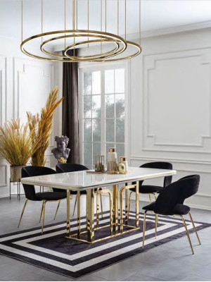 Large Dining table Stainless Steel Elements Dining room Furniture Luxury Furnishings