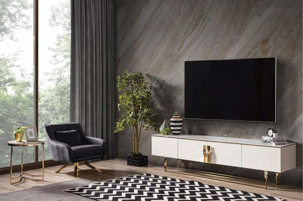 Modern Black White Chesterfield Sofa set stainless steel Furniture Stylish 3+1