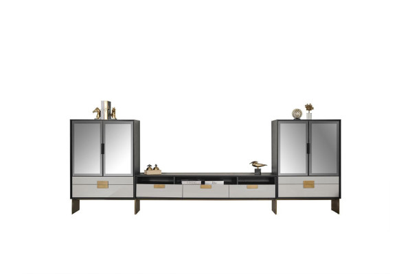 Wall unit TV wardrobe 2x display case living room set living furniture new white 3 pieces.