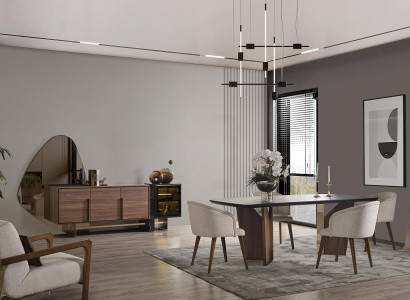 Dining room set Dining set Dining table Sideboard-with Mirror Modern 8-piece