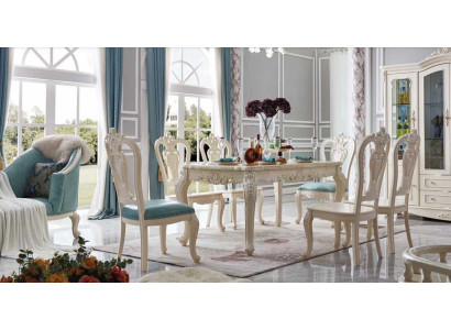 Classic s Dining room Set Table + 6 Chairs Complete e Dining set Furniture Baroque