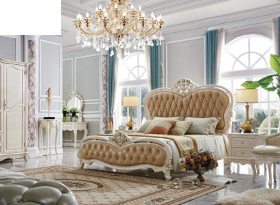 Classic s Bedroom Hotel Bed Baroque Furniture Beds Suite Bedside table 3-piece