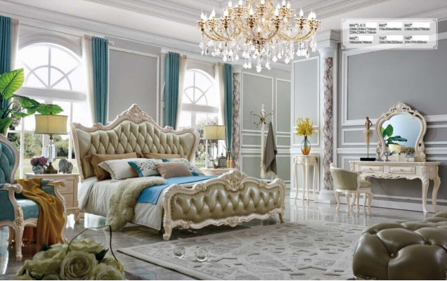 Bed 2x Bedside tables 3 pcs. Bedroom Set Design Furniture Modern Luxury Beds new