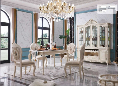 Classic Dining room Suite Table Chair Set Display case Dining set Chairs 6pcs