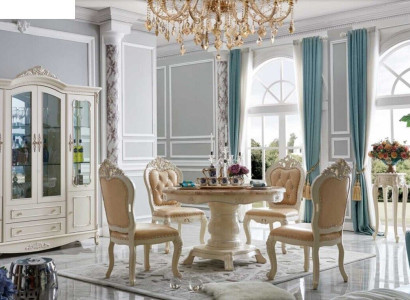 Classic Dining room Suite Table Chair Set Display case Dining set Chairs 5pcs