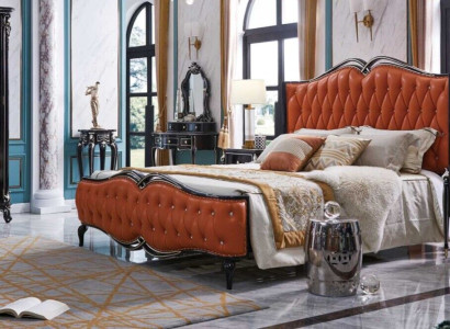 Black Bed Bedroom Bedside table Beds Classic Furniture Baroque 3pcs new