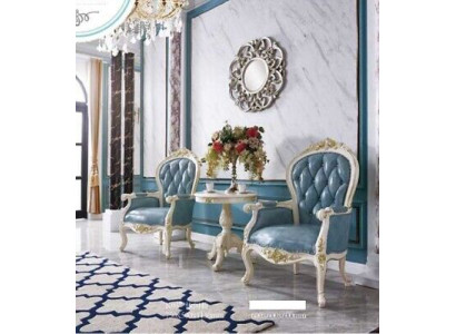 Living room Set Sofa Armchair Chesterfield Side table Baroque Rococo Furniture 3pcs.
