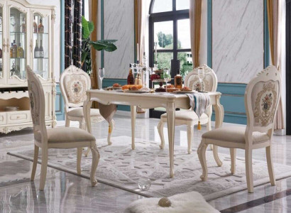 Dining set Dining table Table Group Tables 4x armchair set Chair Round luxury 5-piece