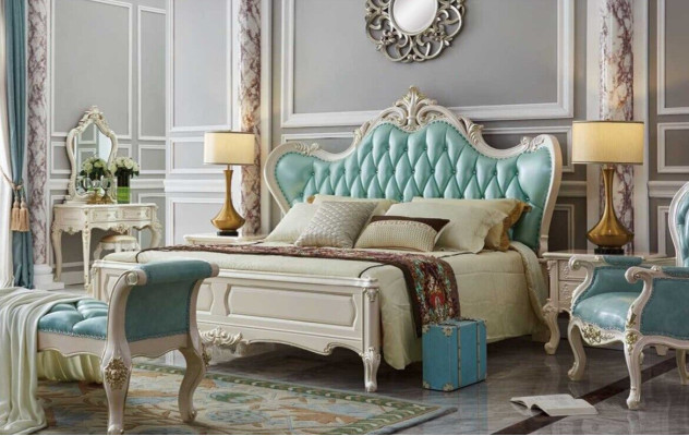 Luxury Chesterfield Classic s Bed Leather Bedroom Hotel Baroque Furniture Beds