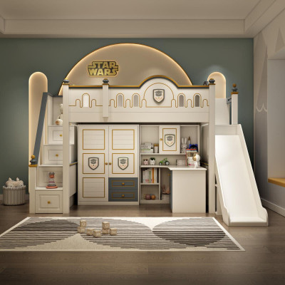 Bed Childrens room Beds Floors Childrens bed Loft bed with slide Wood Wardrobe new