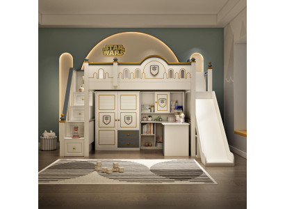 Bed Childrens room Beds Floors Childrens bed Loft bed with slide Wood Wardrobe new