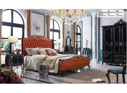 Bedroom Furniture Bed Dressing table Stool Bedside tables Wood Furniture Baroque 6pcs.