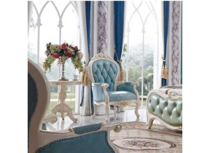 Chesterfield Royal Armchair Blue Baroque Rococo Chair Armchair Sofa Couch