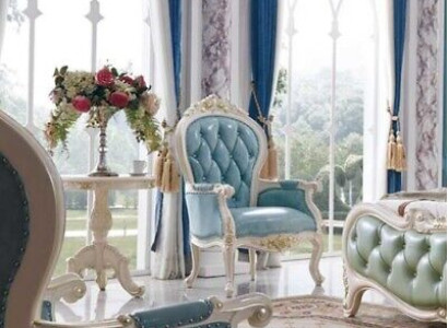 Chesterfield Royal Armchair Blue Baroque Rococo Chair Armchair Sofa Couch