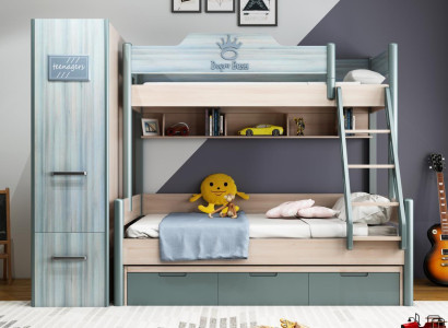 Set Childrens room Childrens bed Wardrobe Bunk youth bed Kids Wood Beds Loft bed