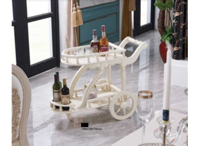 Serving trolley with bottle holder, rollable side table, drinks trolley, tea trolley