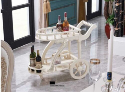 Serving trolley with bottle holder, rollable side table, drinks trolley, tea trolley