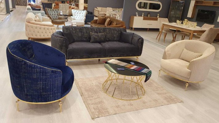 Luxury Sofa 3 Seater Living room Blue Modern Sofa Three Seater Furniture