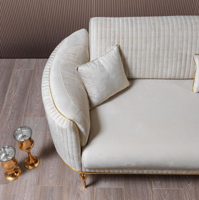 Modern Living room Sofa Luxury White Sofas Upholstered Seat 3 Seater