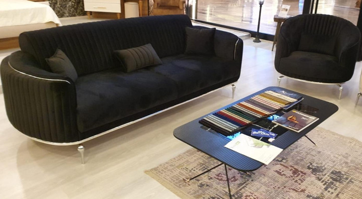 Sofa set Living room Sofa set 3+1 Seater Modern Black Sofa Set