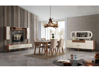 Complete's Living room Set + Dining room Suite Table Shelf Chest of drawers 6pcs.