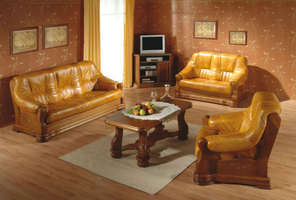 Classic Living room Furniture Sofa set Leather sofa Seat cushion Sofa