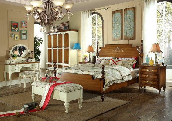 Designer Double bed Bed Beds Wood American Hotel Luxury Bedroom new