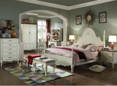 Distinctive white bedroom set in Classic n style