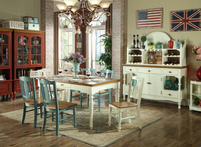 Dining table 6x Chairs Dining room Set Group Suite Table Seating group 7tlg Wood new