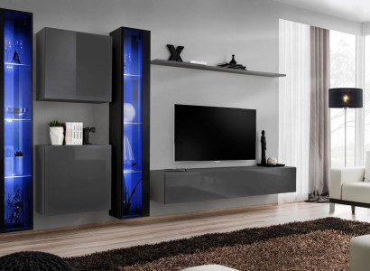 Living room furniture 2x Wall Cabinet Gray Modern Sideboard Furnishings Hanging Display case