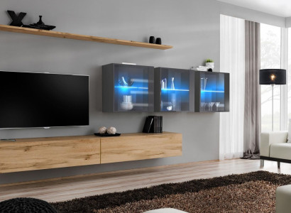 Complete 7-piece wall unit 340cm TV lowboard sideboard wall cabinet luxury furnishings