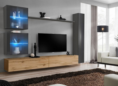 Modern Wall unit Sideboard Gray Furnishings Wall Cabinet Living room TV Stand