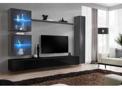 Living room set 6 pieces luxury wall unit furniture designer 3x wall cabinet TV stand