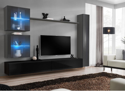 Living room set 6 pieces luxury wall unit furniture designer 3x wall cabinet TV stand