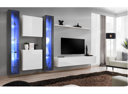 Wall unit Complete Set 6-piece hanging display case Living room furniture wall cabinet