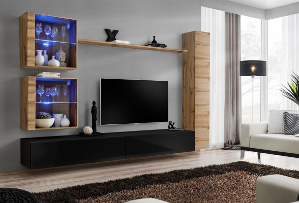 Designer Living room Furniture Wall Wardrobe Wall unit Shelf TV lowboard set 6 pieces.