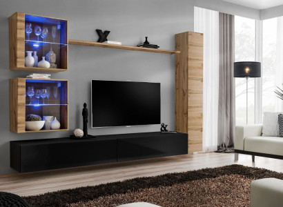 Designer Living room Furniture Wall Wardrobe Wall unit Shelf TV lowboard set 6 pieces.