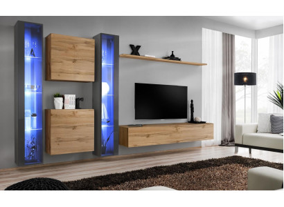 Complete Braun Wall unit Set Hanging Display case Wall Wardrobe Furnishings Modern Design