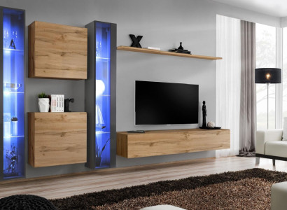 Complete Braun Wall unit Set Hanging Display case Wall Wardrobe Furnishings Modern Design