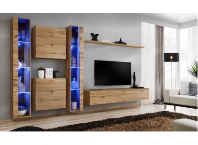 Brown Wall unit Modern Hanging Display case Hanging Wardrobe Luxury Furnishings Wall Set