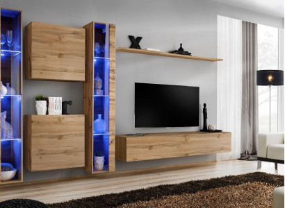 Brown Wall unit Modern Hanging Display case Hanging Wardrobe Luxury Furnishings Wall Set