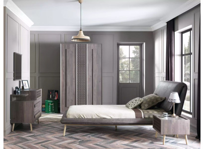 Suite Upholstered bed youth bed bed frame bed set 5-piece wood gray new