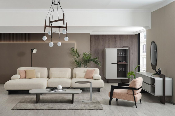 Modern Living landscape Corner sofa Coffee table Side table Armchair 4-piece set