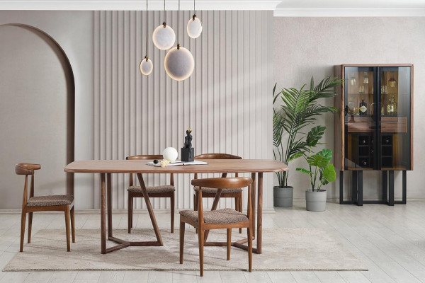 Brown Dining room Robust Suite Designer Dining table Display case Dining set