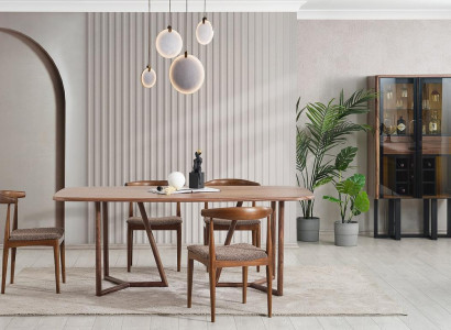 Brown Dining room Robust Suite Designer Dining table Display case Dining set