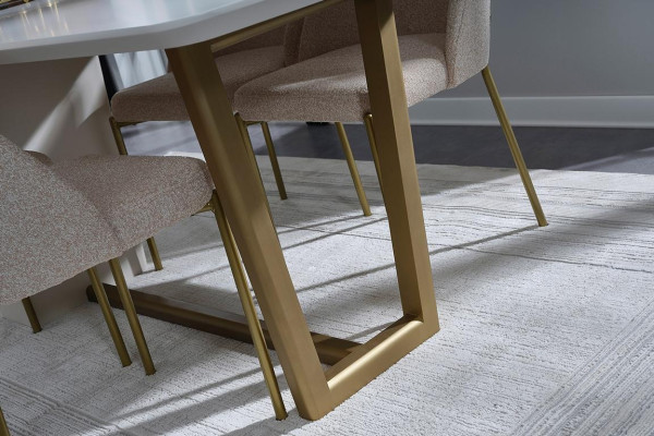 White Wood Dining room Suite Designer Dining table 4x upholstered chairs 7 pieces