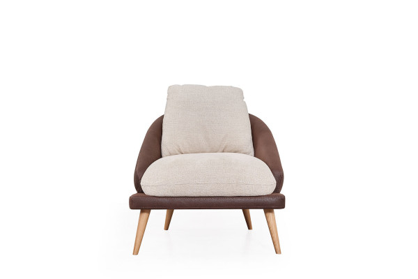 Brown and white sofa set Living room three-seater luxury armchair 2-piece set