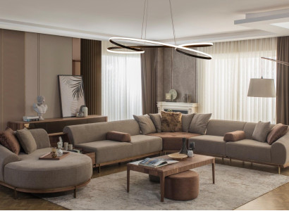 Modern Beige Corner sofa U-shape Living landscape Living room Luxury Sofas